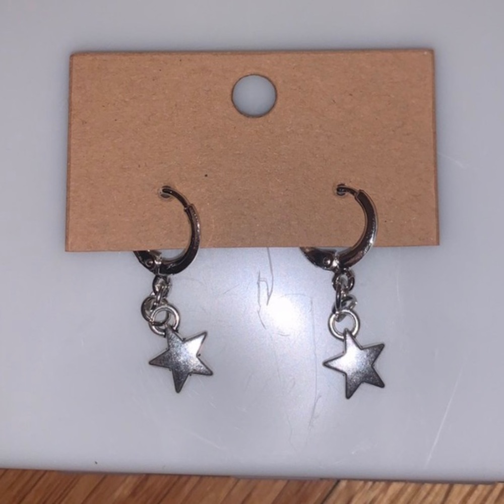 Star silver hoops